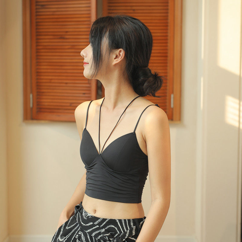 Pure Desire Beauty Back Low Collar Harness Small Shoulder Strap Chest Cushion Free From Wearing Bra Integrated Short Truffle External Hitch Fashion Outside