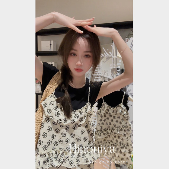 Spring韩国童装2025夏季吊带亲子碎花韩版