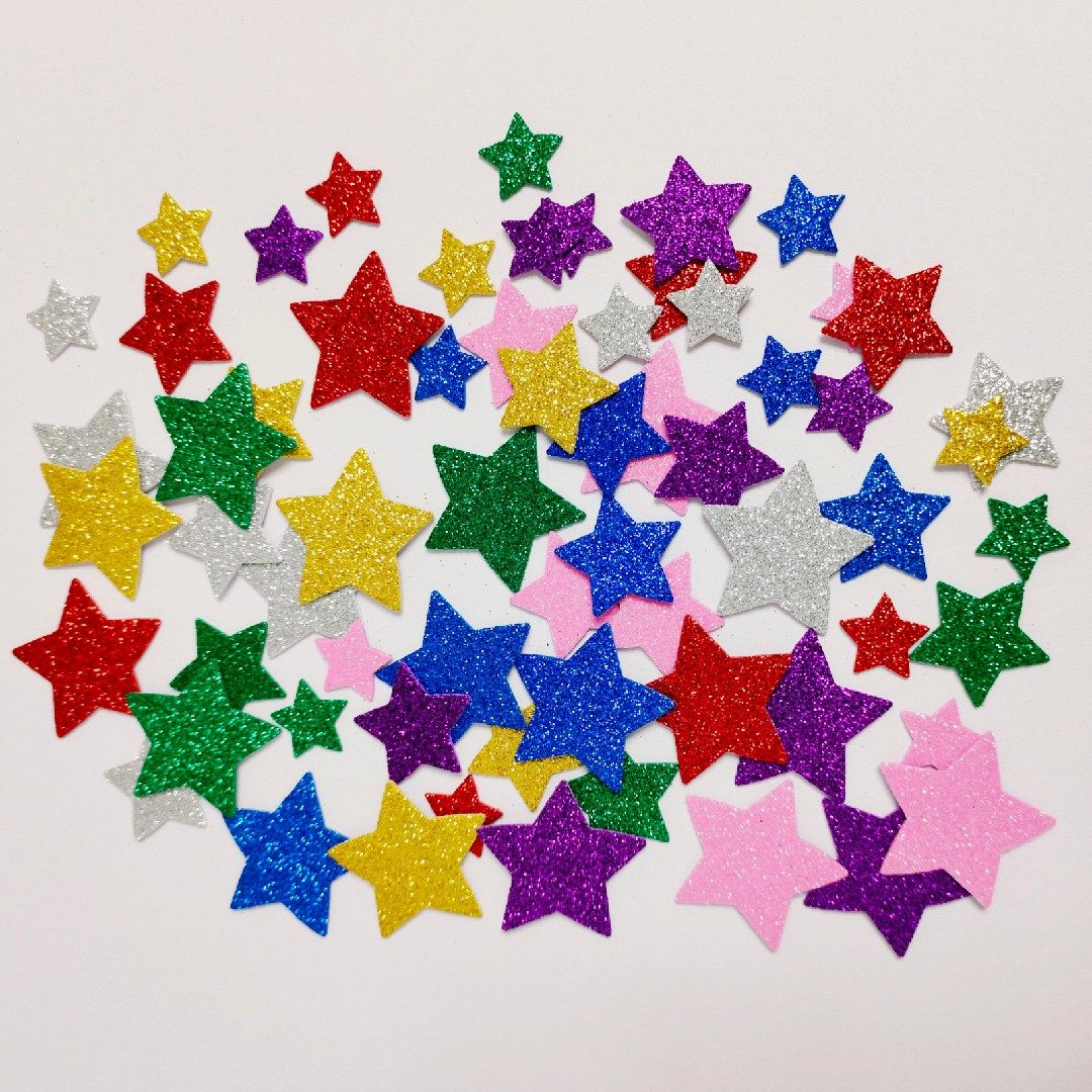 Color gold powder five-pointed star gold red star reward stickers love glitter glitter sponge stickers