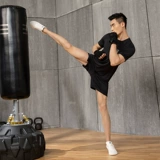 Спортивный костюм, летняя футболка для спортзала, мужской комплект, для бега