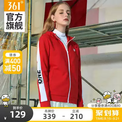 361 women's trousers thick cotton T Autumn New cardigan zipper hooded jacket printing trend breathable sportswear women