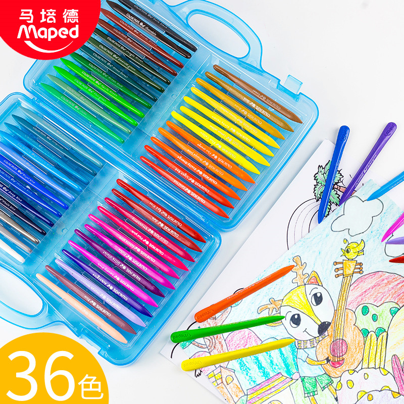 Maped Ma Peide 48 color plastic crayon 862015 plastic portable box clean non-toxic non-stick hand crayon