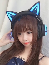 New head-mounted Real Wireless Bluetooth headset boys and girls can love cute cat ears with wheat colorful lights to eat chicken Universal