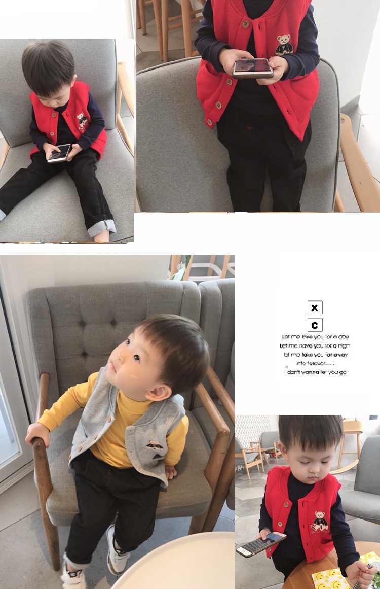 Áo vest bé trai mùa thu và mùa đông trẻ em cộng với áo nhung dày của phụ nữ Áo mới cotton cho bé Áo vest ấm áp cho bé shop ao khoac tre em dep