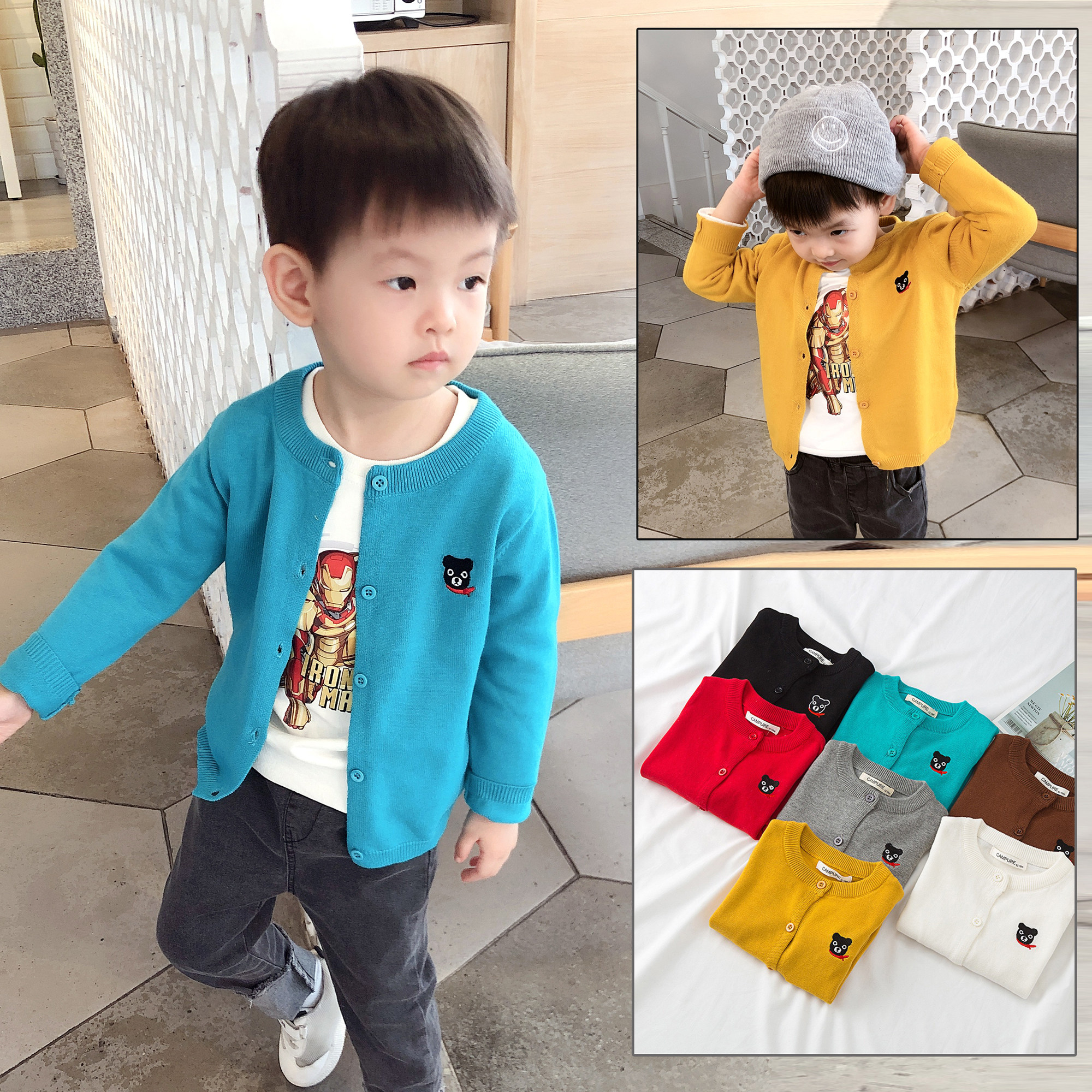 Baby knitting sweater spring and autumn clothesBaby sweatgirlBaby coat thin boy pure cotton coat coat pie