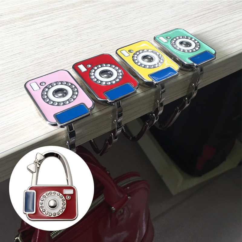 Creative camera hanging bag hook metal folding portable bag holder table side handbag bag hook desk