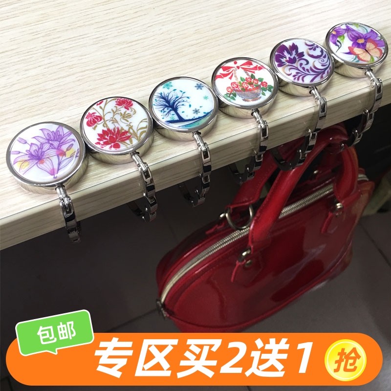 Lady bag hooked fashion handbag bag oil paint shell packager portable folding bag tableside peg hook