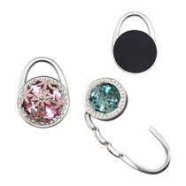 New glass crystal heart-shaped mesh hand bag hanging bag hook table edge metal folding hanging bag fastening hook hanging bag