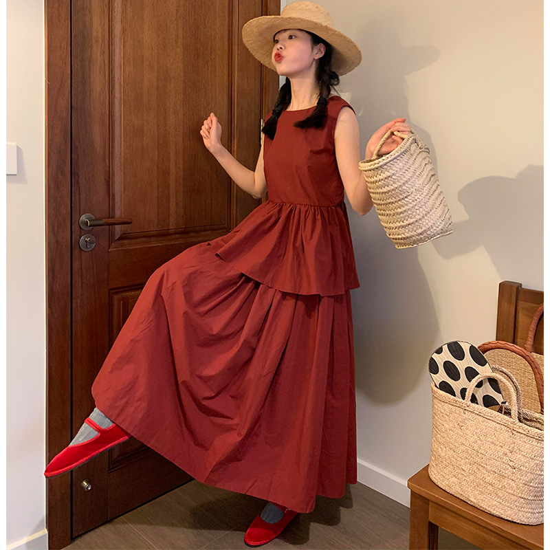 Retro Hong Kong Style Red Suit Skirt for Women 2026 Summer High-End Sleeveless Vest Top Half-Length Skirt Two-Piece Set