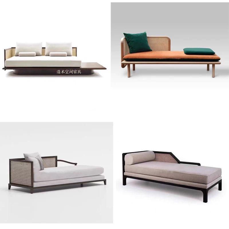New Chinese-Style Solid Wood Rattan Chaise Lounge Chair for Bedroom, Single Recliner for Guesthouses, Hotels, Living Rooms, and Offices New Chinese-Style Solid Wood Rattan Chaise Lounge Chair for Bedroom, Single Recliner for Guesthouses, Hotels, Living Rooms, and Offices
