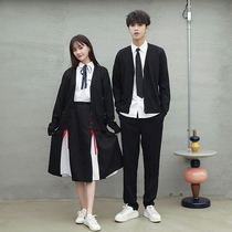 British loose school uniform Female middle school high school college student long dress Korean graduation season class suit Summer suit College style