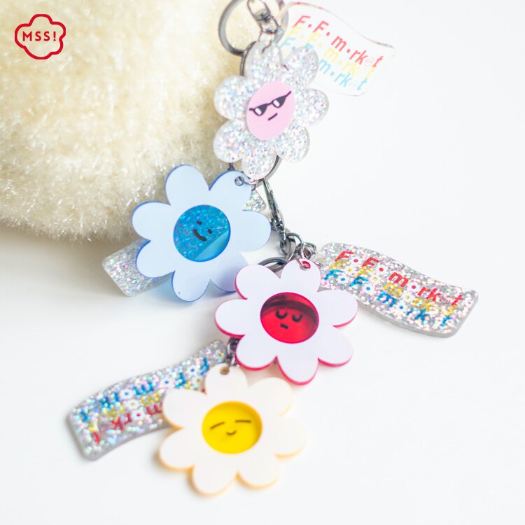 MSS Meow Warlock is cute, funny, colorful, flashing, daisy, smiling face, key ring, bag, hand ledger, acrylic hanging chain