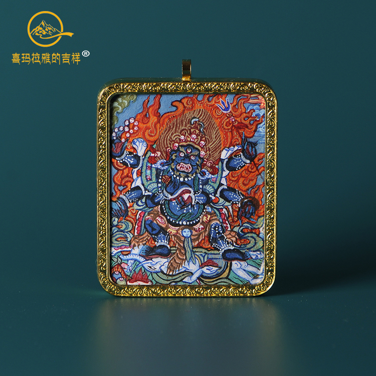 Big Black Sky Thangka Hand-Painted Pendant Necklace Rope Gawu Box Small Thangka Carry-on Box Hanging Chain Pendant Chain