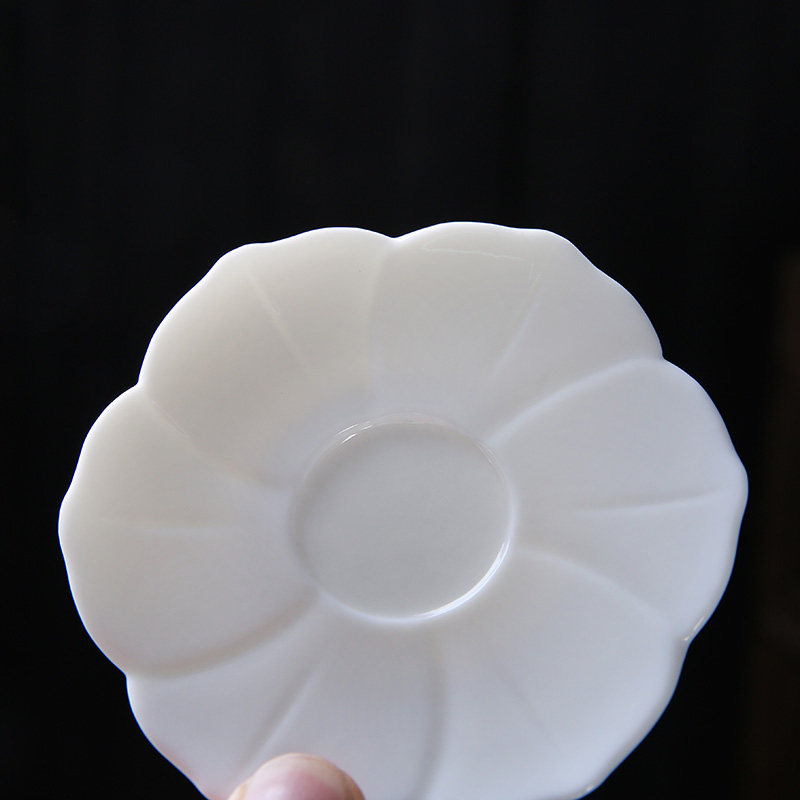 Shea Butter Jade Ceramic Cup Mat White Porcelain Solar Day Style Tea Cup Insulation Mat Creative Jade Porcelain Home Utiliturg Tea Accessories