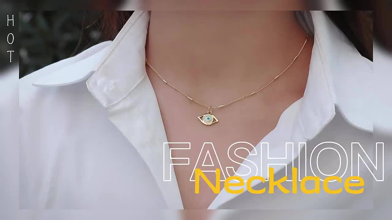 Gt New Design Necklace 2022 Fashion 18k Gold Plated Not Fade Enamel Eyes Charm Pendant Necklace