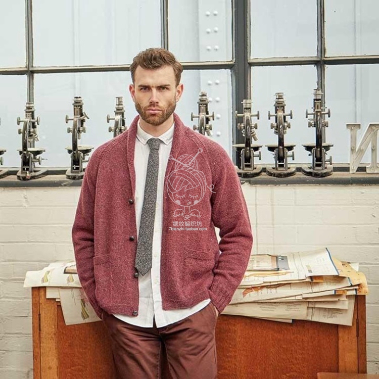 Mcqueen Men's Green Collar Raglan Sleeve Cardigan Sweater Knitting Pattern in Chinese