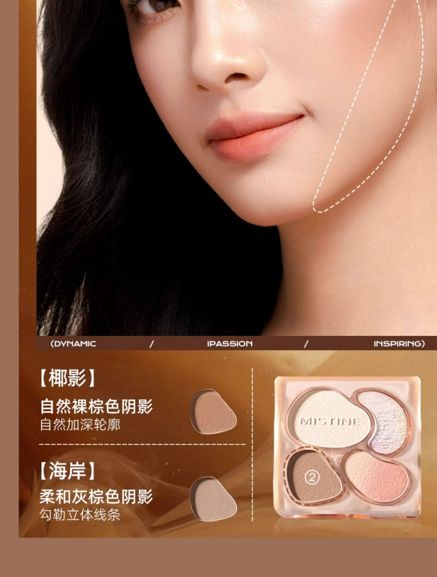 【中国直邮】泰国 蜜丝婷 奶咖面部综合彩妆一体盘高光修容腮红三合一  02海岸花火