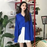 Осенняя длинная рубашка, коллекция 2021, в корейском стиле, свободный крой, средней длины