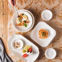 Simple Nordic bone China gold side plate Western plate Steak plate dish plate Household square plate Fruit plate Breakfast plate