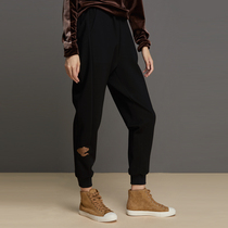 Cloud Chinese style auspicious cloud printing splicing design closed foot pants casual nine-point national tide thin straight pants women