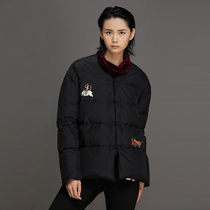 (Mustard original) alien beast Chinese style non-collar heavy industry embroidery hand buckle improved Tang suit down jacket