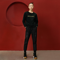 (Mustard original) made Chinese style text printing sports style nine points Design casual pants couples women