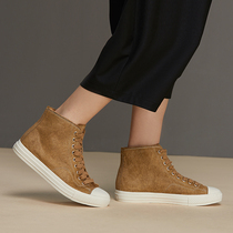 Quicksand Chinese style retro fashion horse hair short boots fur one high flat shoes men and women same style