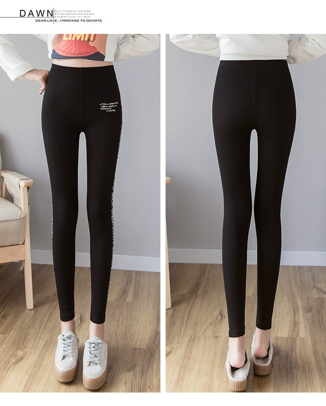 Quần legging nữ mặc quần co giãn mỏng cotton chín điểm size lớn giảm béo mùa hè phiên bản mới của Hàn Quốc mùa xuân và mùa thu - Quần tây thường