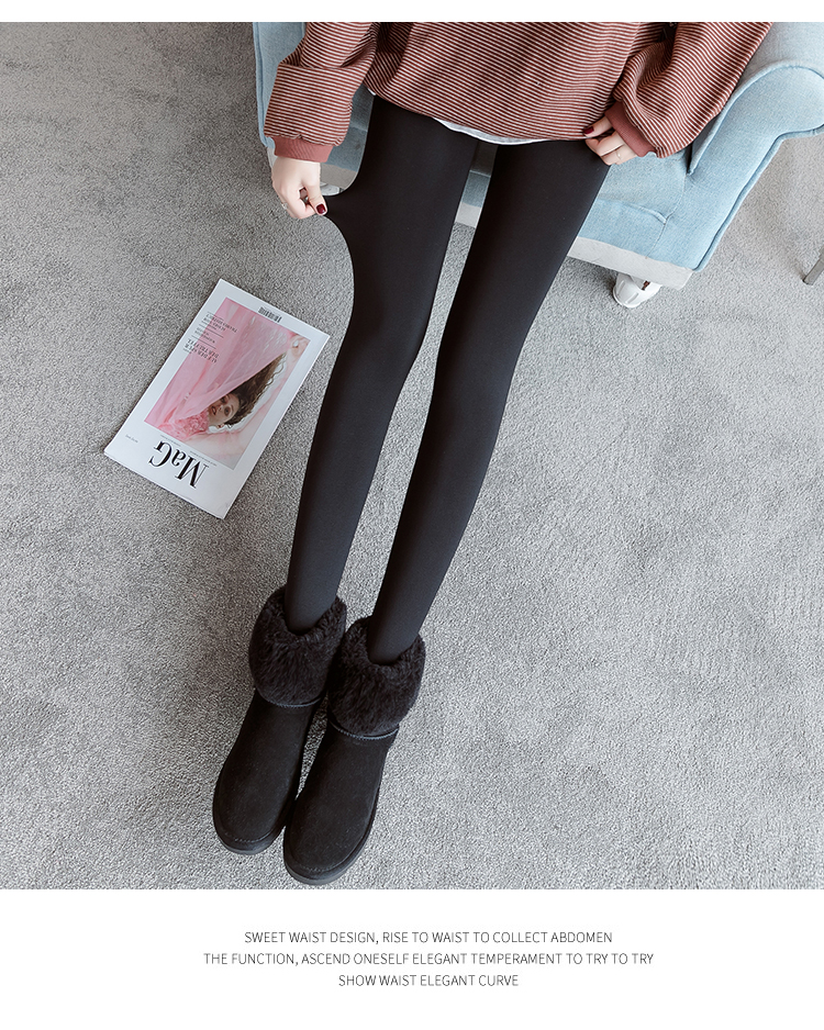 Dệt màu nữ xa hoa cộng với quần legging nhung dày mùa thu đông cộng với kích thước liền mạch một mảnh màu da thậm chí vớ cao eo ấm quần quần vải nữ