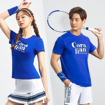 2022 new Korea Leian CORALIAN SWEAT SPEED DRY BADMINTON SUIT MEN AND WOMEN SHORT SLEEVE T-SHIRT 3