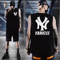 Hàn Quốc MLB gu mùa hè NY cotton rộng kích cỡ tay áo vest không tay áo thun phần vai mỏng LA vest nam và nữ thủy triều - Áo vest cotton áo khoác mùa đông nam