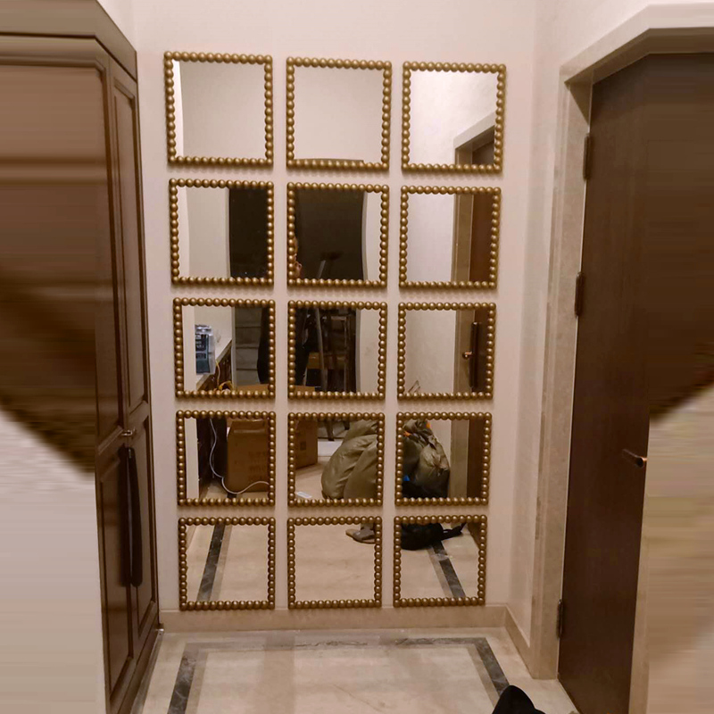 Eurostyle Decoration Mirror Dining Hall Wall Wall-mounted Mirror Creative Genguan Living-room Combo Mirror Background Light Lavish Dining Side Mirror