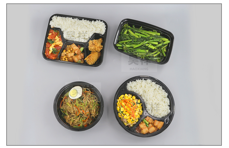 Mỹ hộp ăn trưa dùng một lần takeaway hộp thức ăn nhanh hộp ba lưới bốn hộp tròn hộp ăn trưa hình chữ nhật ngăn hộp ăn trưa - Hộp cơm điện sưởi ấm hộp hâm cơm