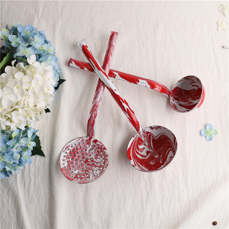 Impression Enamel Exported to the United States Red Marble Kitchen Three Piece Set Ornament Miscellaneous Goods Spoon Fittings Pendant