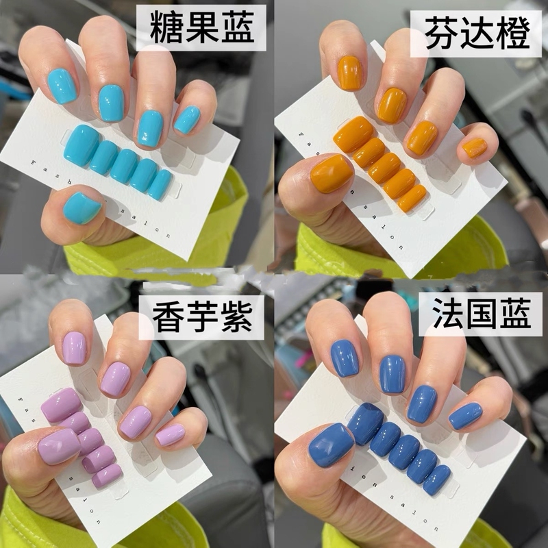 Welfare Model for Summer Bi! Candy Pure Color Handmade Manicure Patches for Whitening and Whitening High-End Short Fake Nails