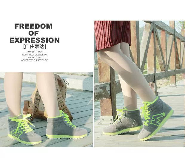 Mùa thu và mùa đông cộng với giày cotton nhung Nữ phiên bản Hàn Quốc Giày sinh viên loại M thủy triều cao Giày Agan đế dày đế giày đế xuồng giày boot nữ chính hãng