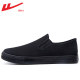 Pull back men's shoes, old Beijing canvas shoes, women's slip-ons, pure black soft-soled casual shoes, men's work shoes, men's