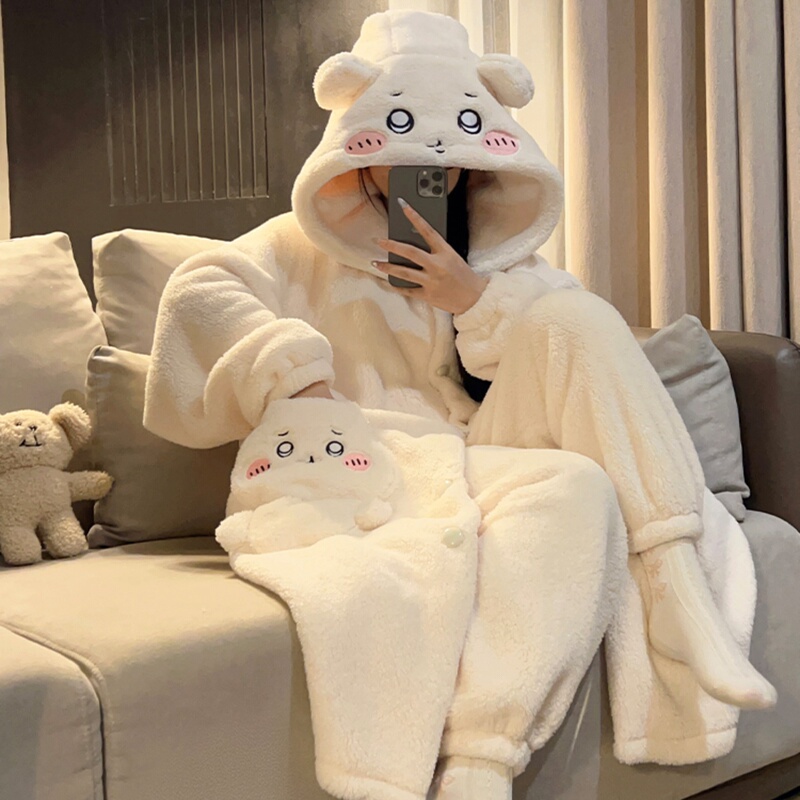 Jiyikawa Winter Coral Fleece Pajamas for Women 2026 New Autumn and Winter Thickened and Fleece-Lined Cute Nightgown Loungewear Jiyikawa Winter Coral Fleece Pajamas for Women 2026 New Autumn and Winter Thickened and Fleece-Lined Cute Nightgown Loungewear