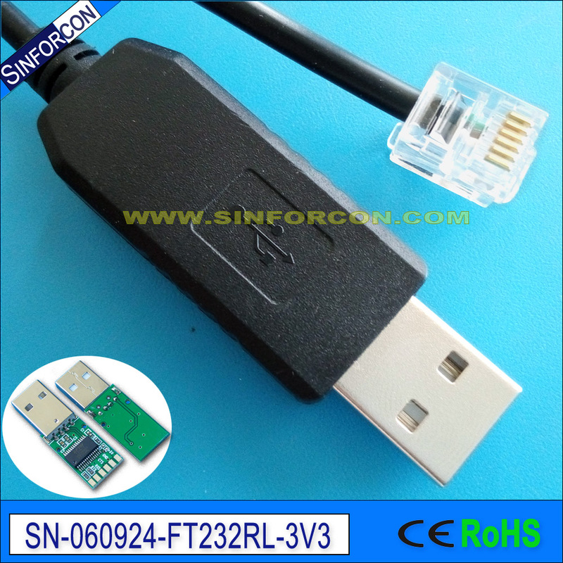 Ftdi Ft232R Uart Ttl to Rj11 Rj12 Rj45 Rj25 Rj9 Crystal Head to Serial Port Cable