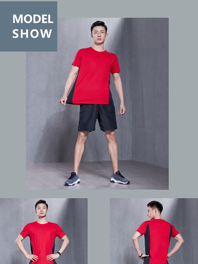 Li Ning phù hợp với nam giới loạt đào tạo mới quần short nam ngắn tay thể thao mùa hè AWBN003 quần đùi thể thao