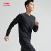 Li Ning Wei quần áo nam mới đào tạo loạt áo thun cổ tròn mùa đông màu đen thể thao đan