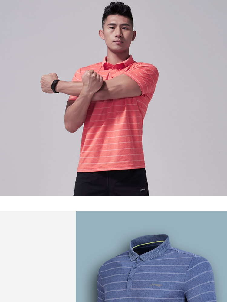 Li Ning áo sơ mi ngắn tay nam tập thể dục mới loạt đồ thể thao ve áo nam thể thao mùa hè áo polo nam cao cấp