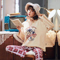 Pajamas women spring and autumn cotton long sleeves thin sweet and cute Korean fresh student home clothes summer two-piece suit