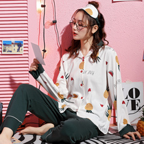 Pajamas womens spring and autumn cotton long sleeves Korean version of sweet can wear summer thin ladies home clothes pineapple set