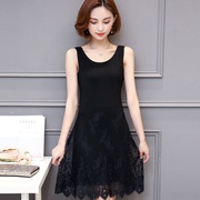 Hàn Quốc phiên bản của chiếc áo ren vest váy womens giữa chiều dài 2020 hè áo sơ mi chiffon kích thước lớn nhấn váy phía dưới.