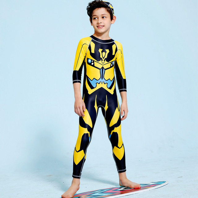 Children's swimsuit boy one-piece long-sleeved trousers surfing swimsuit small, medium and big children's student baby quick-drying sunscreen swimsuit