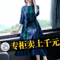 2021 new dress plus size womens cotton and linen silk mulberry silk ramie high-end this years popular summer