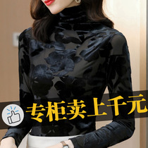 Spring and summer gold velvet high end spring 2021 new womens shirt T-shirt base shirt foreign silk Mulberry Silk