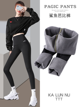 Shark Skin Beating Underpants Woman Autumn Winter High Waist Plus Suede Outside Wearing Tight Barbie Shark Pants elastic Thickened Yoga Pants