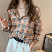Plaid shirt women 2021 new spring and autumn retro port flavor thin loose sunscreen long sleeve jacket Hong Kong style shirt autumn